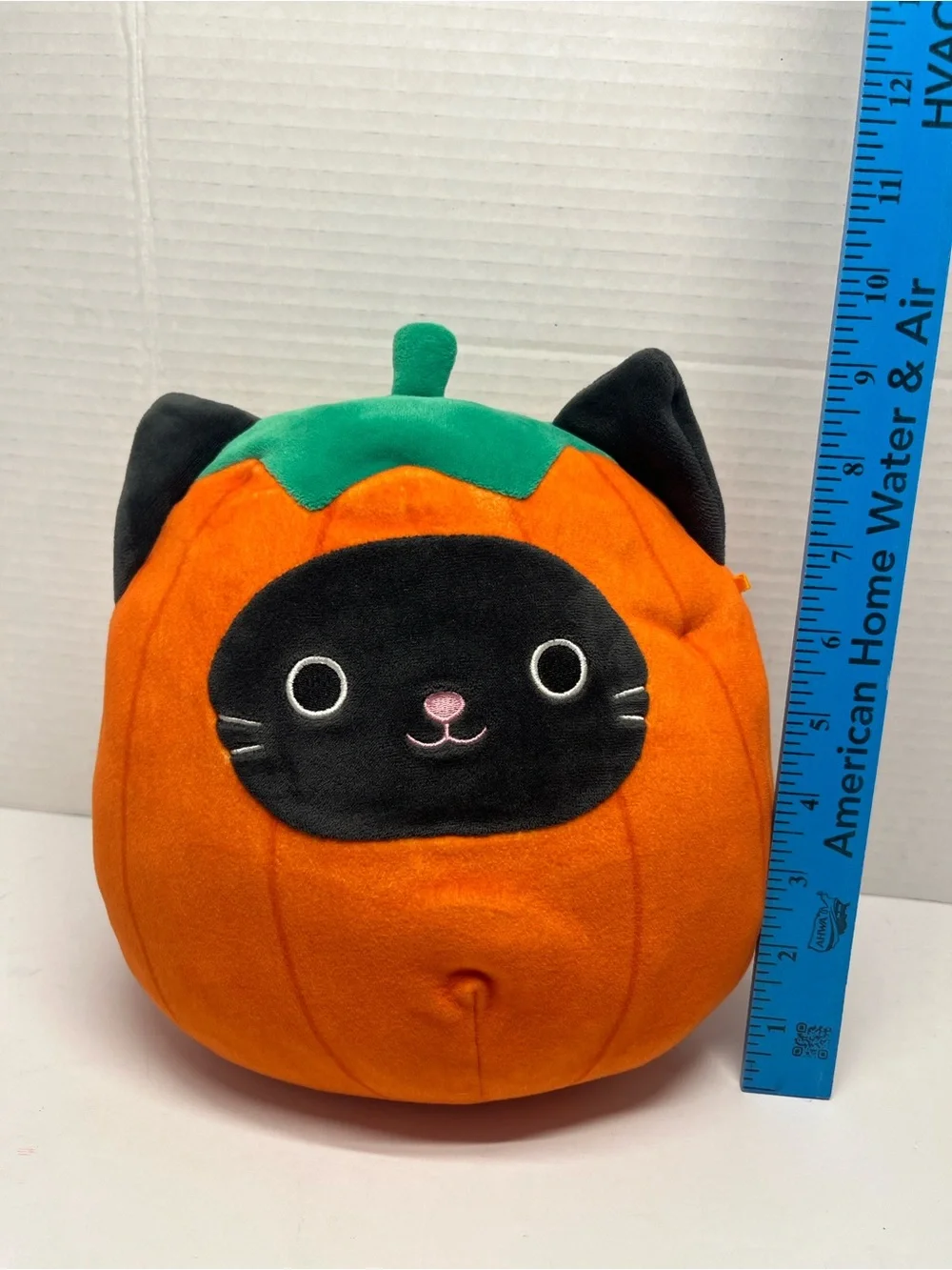 Plush Cat Halloween Pumpkin Cat Squishmallow- Orange and Black